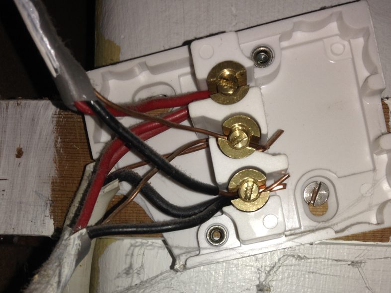 Overheated switch terminals — the sort of fault PAT-style inspection catches